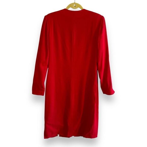Linda McMillan Red L/S V-Neck Knit Dress Sz 12 - Picture 7 of 7